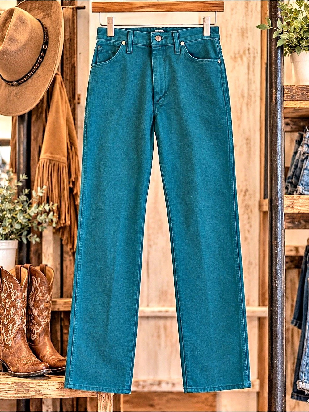 Vintage Wrangler Cowboy Cut 14MWZ Slim Fit Jeans Straight Leg Jeans in Blue Size
